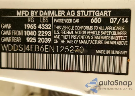 2014 Mercedes-Benz Cla 250 из США, поврежденный, VIN WDDSJ4EB6EN125270